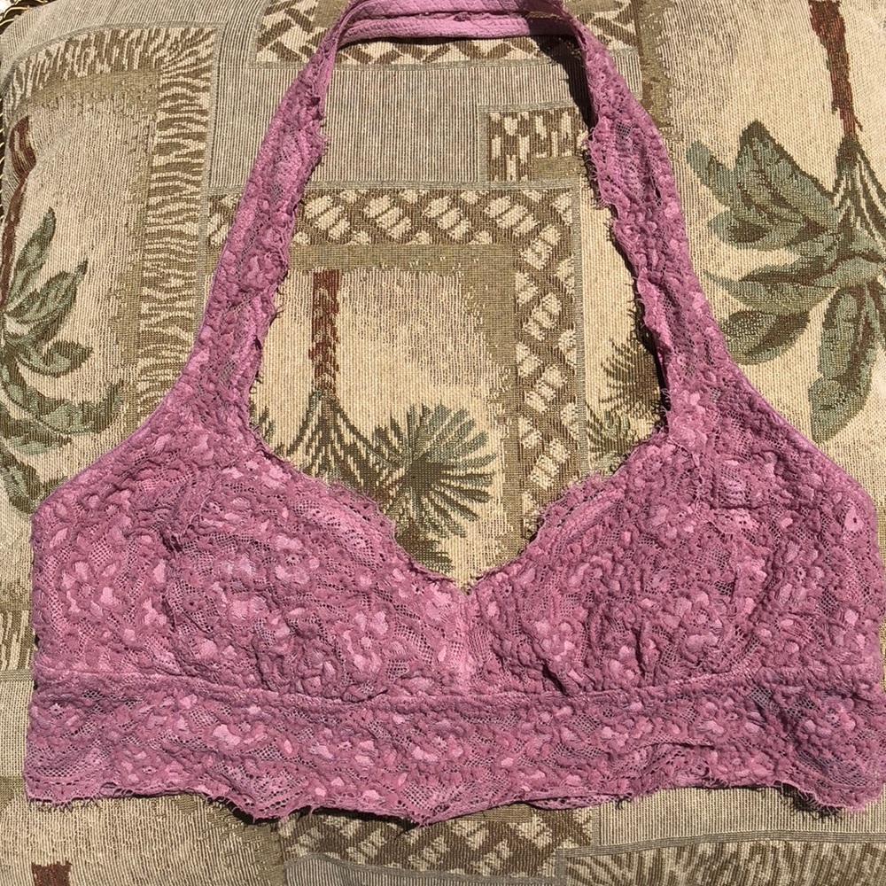 Pink Lacey Halter Bralette from Aerie